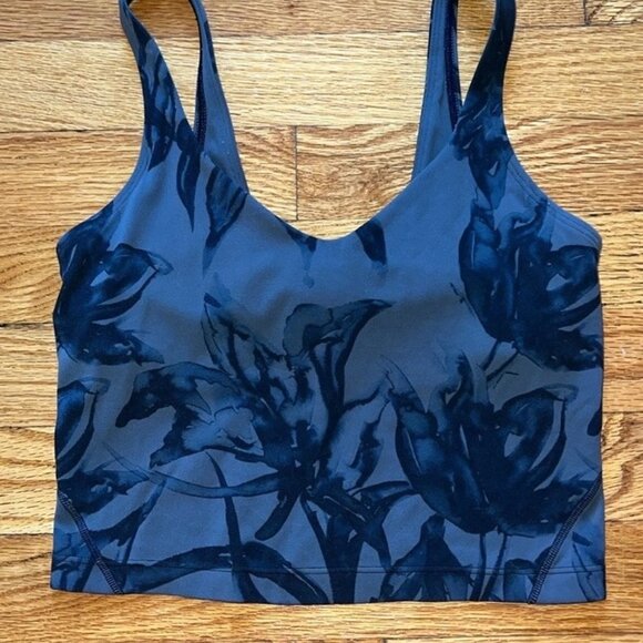 Lululemon Align Tank Top Cropped Botanical Bloom Anchor Multi Black Gray - Sz 2 - Picture 3 of 5